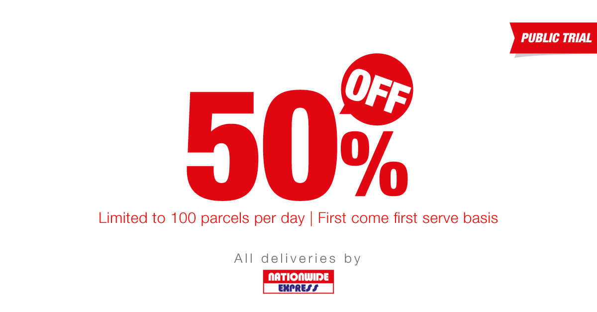 50% OFF Nationwide Delivery Rate [Public Trial]